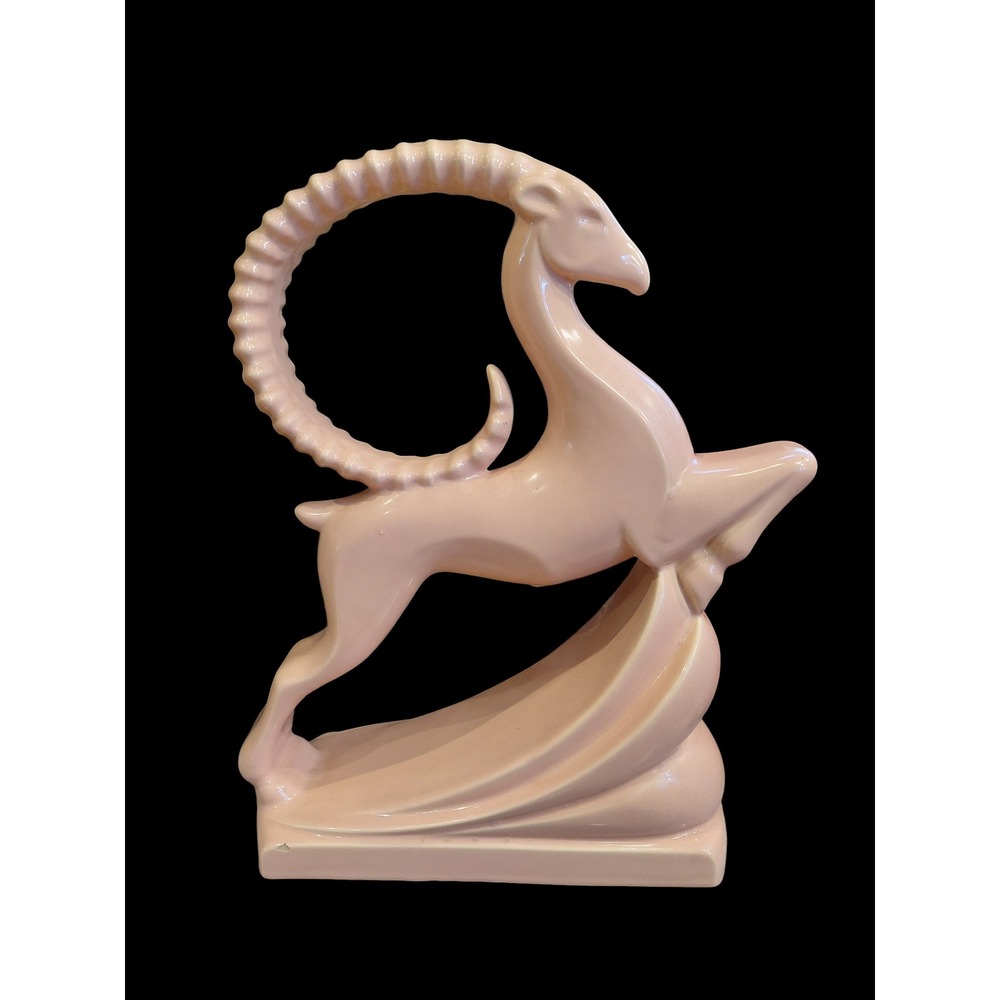 Vintage Pink Ceramic Gazelle Antelope Figurine‎ Statue Mid Century Modern Decor